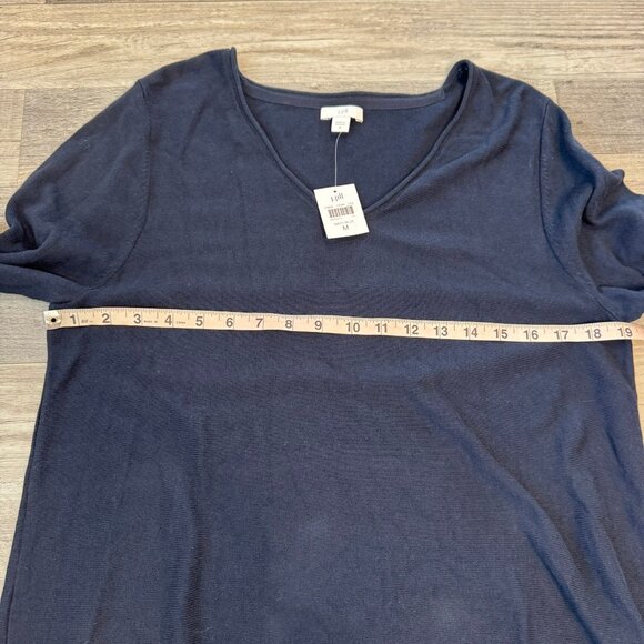 J Jill NWT navy long sleeve sweater tunic fringe hem size medium O54 - Picture 8 of 9